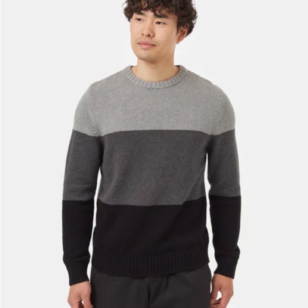 BLACK BROWN 1826 | Men's Wool Charcoal and Gray Crewneck Sweater